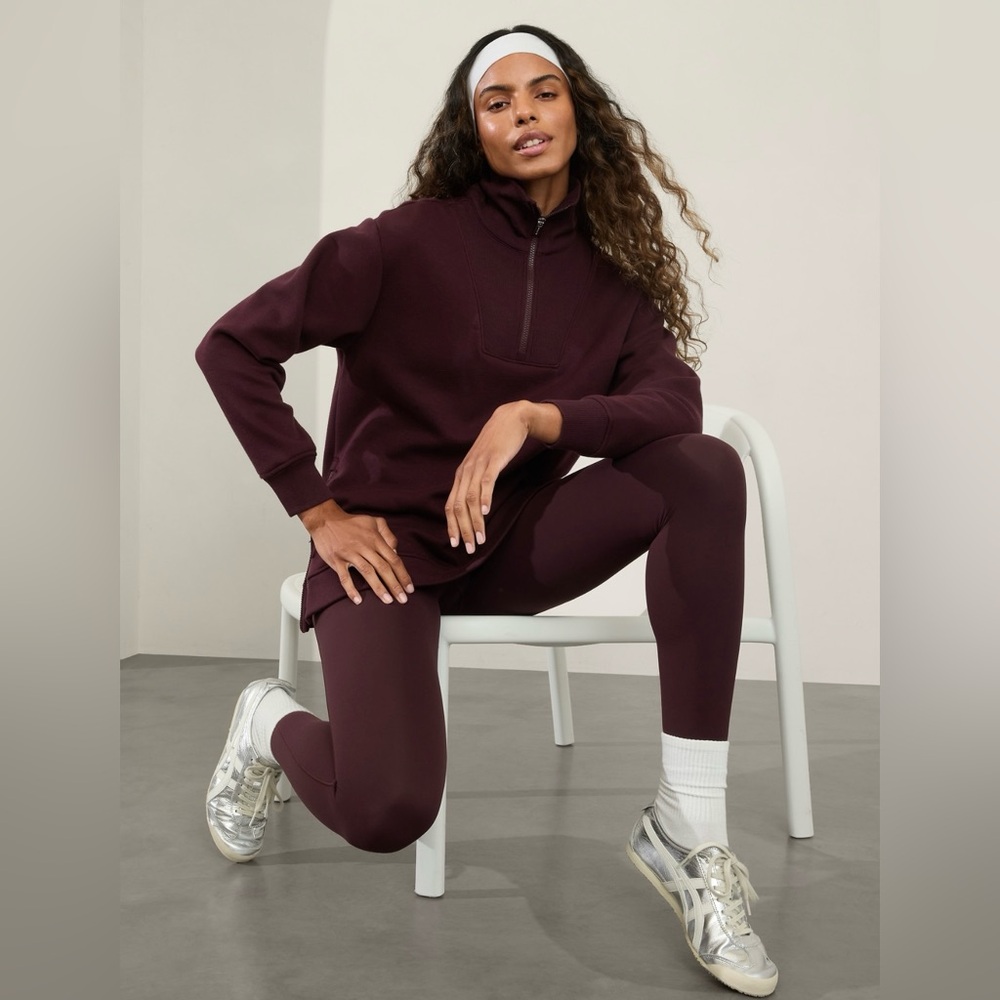 Athleta Cozy Karma 1/2 Zip Sweatshirt // Spiced Cabernet
